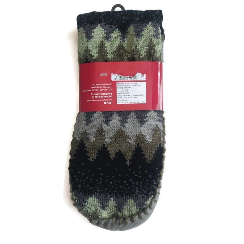 MUK LUKS Mens Slipper Socks Size L/XL Shoe Size 11/13 Green RT Warm Comfortable - Picture 4 of 4